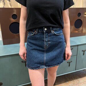 Reformation Denim A-Line Mini Skirt
